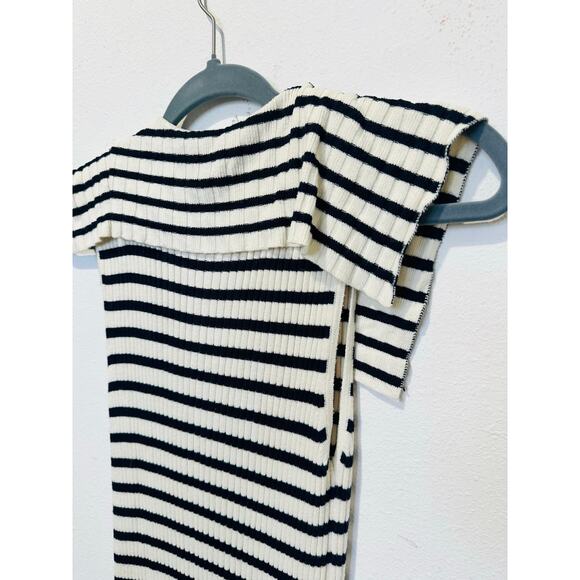 RIXO Blue White Antibes Stripe Ribbed Collared Ties Necklines Maxi Dress Size 8 - Picture 12 of 16